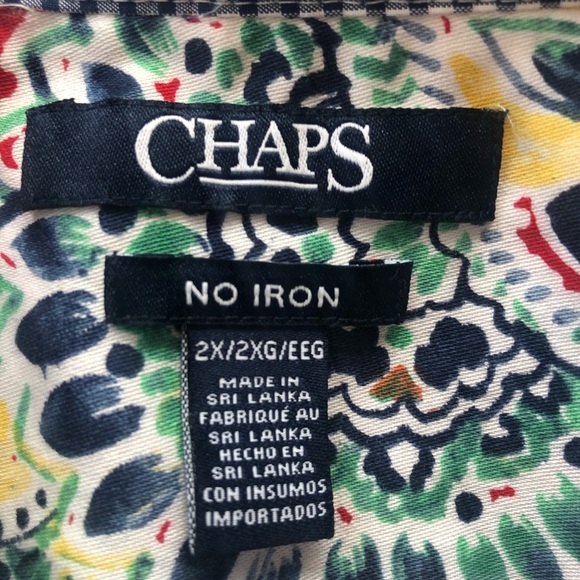 Chaps Multi-Color Paisley Print No Iron Shirt Size 2X - Picture 4 of 11